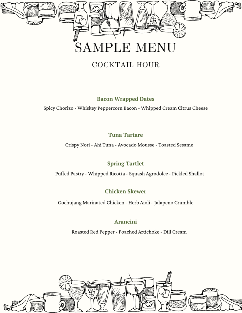 Cocktail Hour Sample Menu